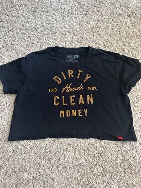 Trolls Black Crop Tee with Gold Lettering